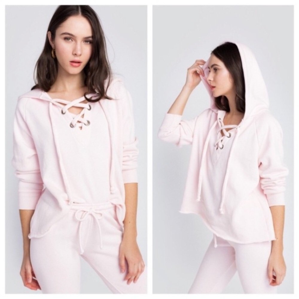 New Wildfox Hutton Lace Up Hoodie Sweater Small